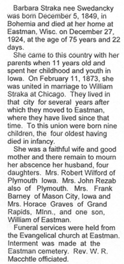 Barbara Straka Obit.