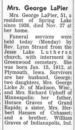 Harriet LaPier Obit.